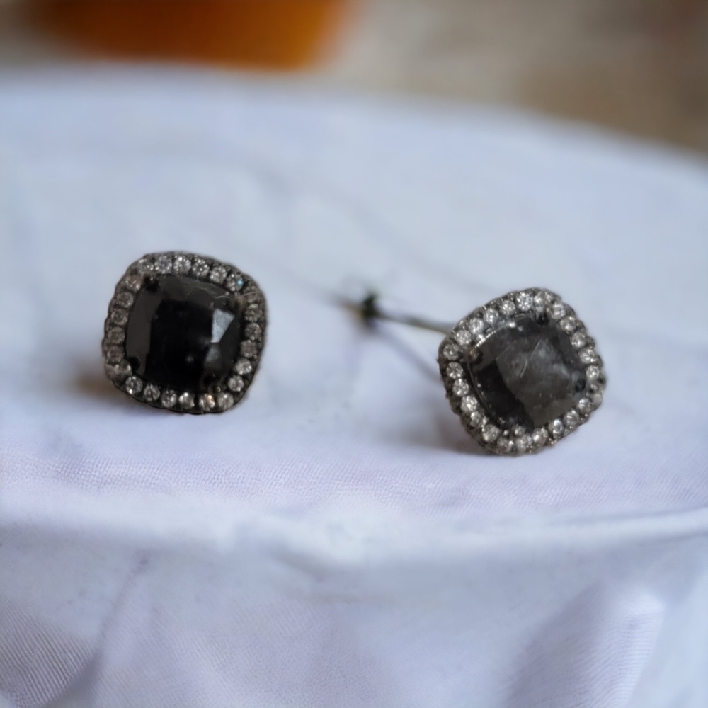 Black and Rhinestone Studded earrings